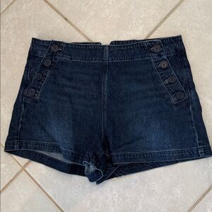 Dark Denim Button Side Women’s Shorts